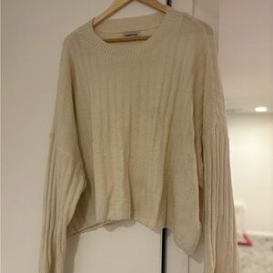 American Eagle Outfitters Cream Ribbed Sweater